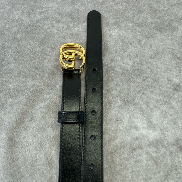 Gucci Double G Marmont Slim Black Leather Belt 409417 105/42 - Picture 9 of 12
